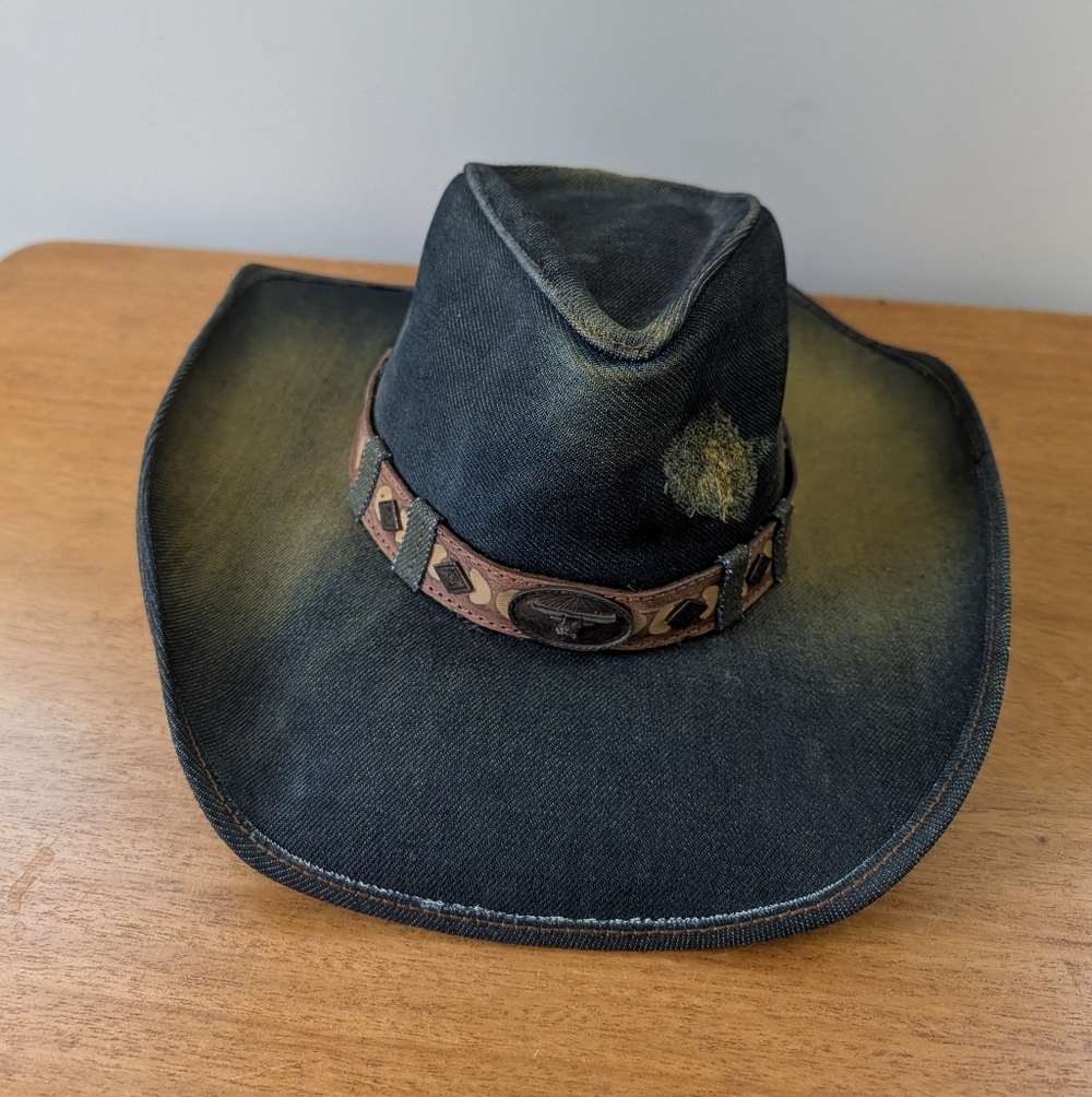 Bullhide Nonstop Cowboy Hat Denim‎ Distressed Western Small